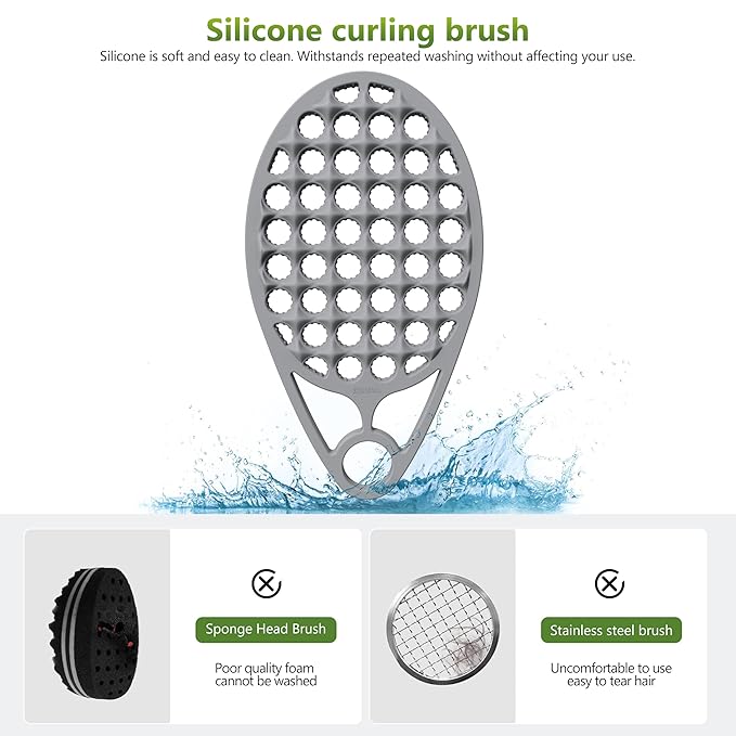 KOUPA Magic Silicone Curly Hair Brush, One Piece Twist Curl Comb for Afro Curls, Washable Hair Tool for Men Women, Grey, 1 Piece