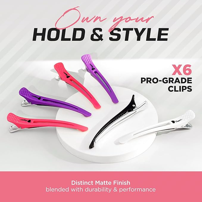 Fagaci Firm Grip Hair Clips with Silicone Band - Durable Duckbill and Alligator Clips for Sectioning, Styling, and Salon Use