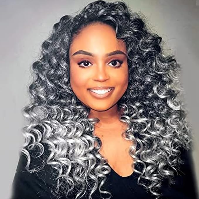 3Packs 2X Ringlet Wand Curl 12 Inch Jamaican Bounce Crochet Hair Synthetic Crochet Braids Hair Extensions Crochet Braiding Hair 20 Roots (12Inch (Pack of 3), TGrey)