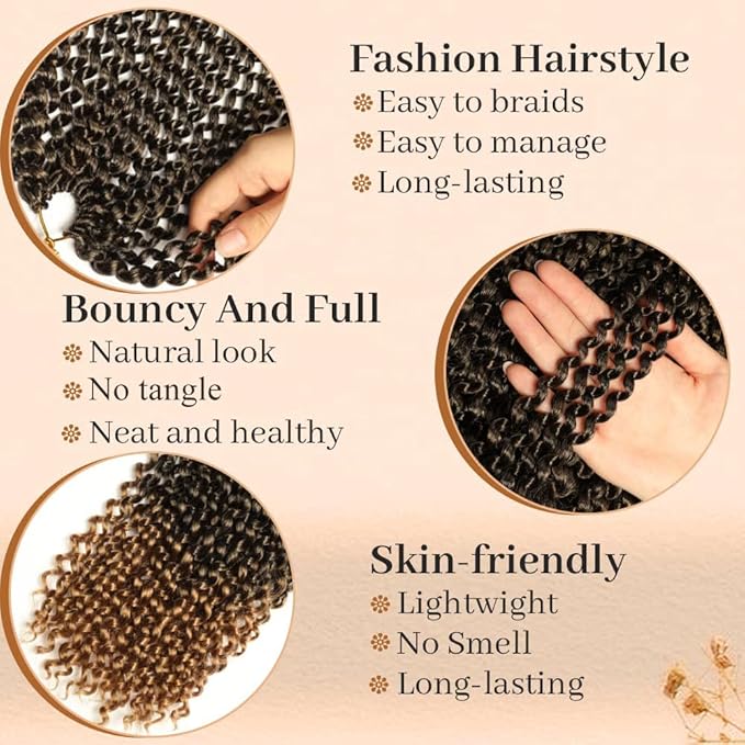 ShowCoco Passion Twist Hair 36 Inch 8Packs Water Wave Crochet Hair Extensions Long Bohemian Braiding Hair (36inch,#T27)