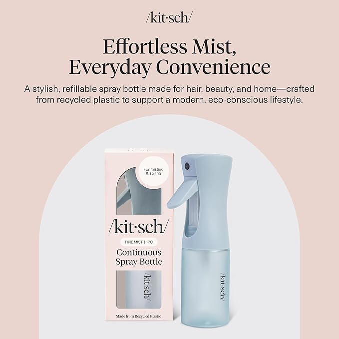 Kitsch Spray Bottle for Hair - Continuous Water Mister with Ultra Fine Mist for Hairstyling, Barbers, Salons, Cleaning, Plants, Versatile Spray Bottles - Made from Recycled Plastic - Haze Blue, 5 oz