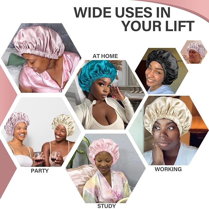 Silk Bonnet for Women 100% Mulberry Silk Sleep Cap 22 Momme Double Layer Hair Wrap for Curly Short Long Hair