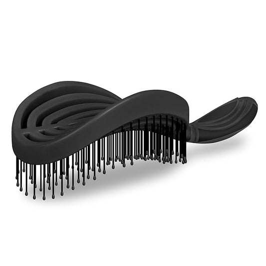 NuWay 4HAIR® DoubleC PRO® U.S. Patented Double Curved Detangling Brush is Hair Dryer Safe (Iron Black)