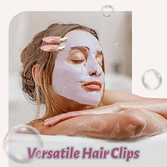 8 Pcs No bend Hair Clips No Crease Makeup Hair Clip Duckbill Clip No Dent Creaseless Alligator Hair Barrettes for Salon Hairstyle Women Girls Makeup Accessories (Acrylic Resin-PinkPink)