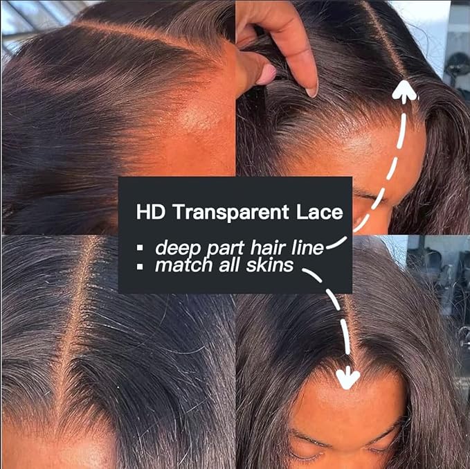 13x6 Lace Frontal Human Hair Closure Body Wave HD Transparent 13x6 Ear to Ear Frontal Closure With Baby Hair Free Part 100% Virgin Human Hair Natural Hairline 16inch