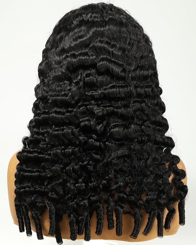 BEEOS Burmese Curly Half Wig Human Hair, 180% Density Spiral Ends Drawstring Glueless Wigs for Women, Non-Slip True to Length 22 Inch