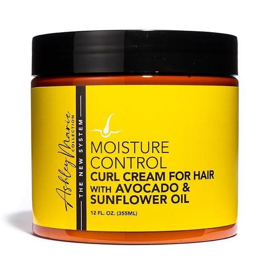 The Hair Diagram - Ashley Marie Moisture Control Curl Cream with Avocado & Sunflower Oil - Natural Ingredients - Anti Frizz Curly Hair Styling Cream - Color Safe - Paraben & Sulfate Free - 12oz