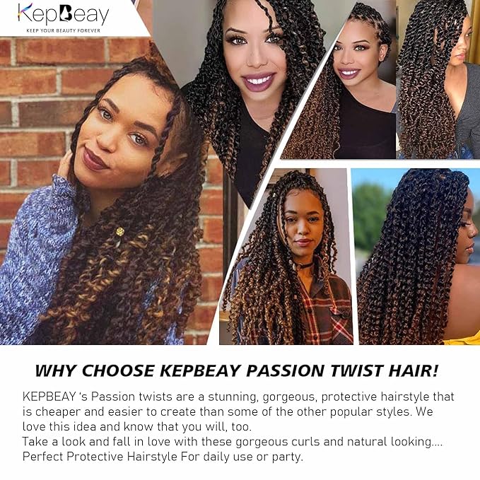 Passion Twist Hair 18 Inch 6Packs Water Wave Crochet Hair Passion Twist Crochet Hair Black Mixed Brown Color Synthetic Hair Extensions for Women (18Inch, 6Packs T30#)