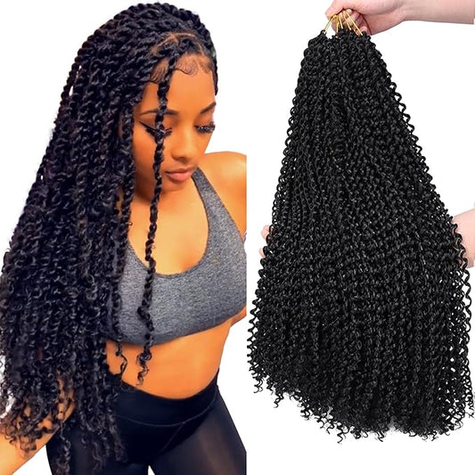 Dorsanee Passion Twist Hair 22 Inch 7 Packs Water Wave Crochet Hair Long Bohemian Curly Braiding Hair for Butterfly Locs, Faux Locs, Boho Style Spring Twist Crochet Braids (1B#)