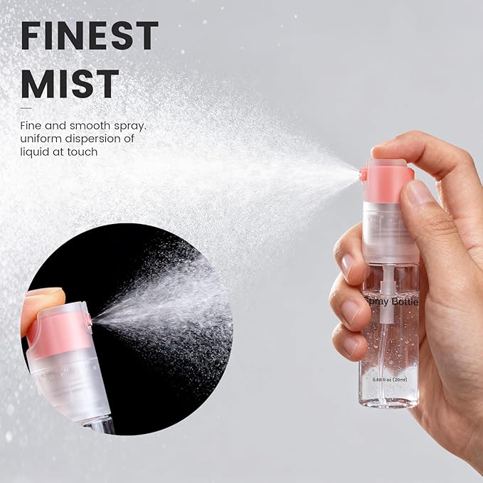 4 Pack Refillable Spray Bottle, Reversible Small Empty Spray Bottle with Fine Mist, Leak Proof - for Cleaning Solutions, Mosquito prevention, Face & Hair Mist - 4pk 0.68 OZ / 20 ML