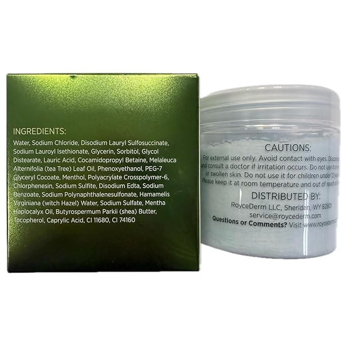 Roycederm Tea Tree Scalp Scrub – Pre-Shampoo Exfoliating Treatment for Dry, Flaky Scalp – Deep Cleansing, Refreshing & Balancing Formula for Healthy-Looking Hair