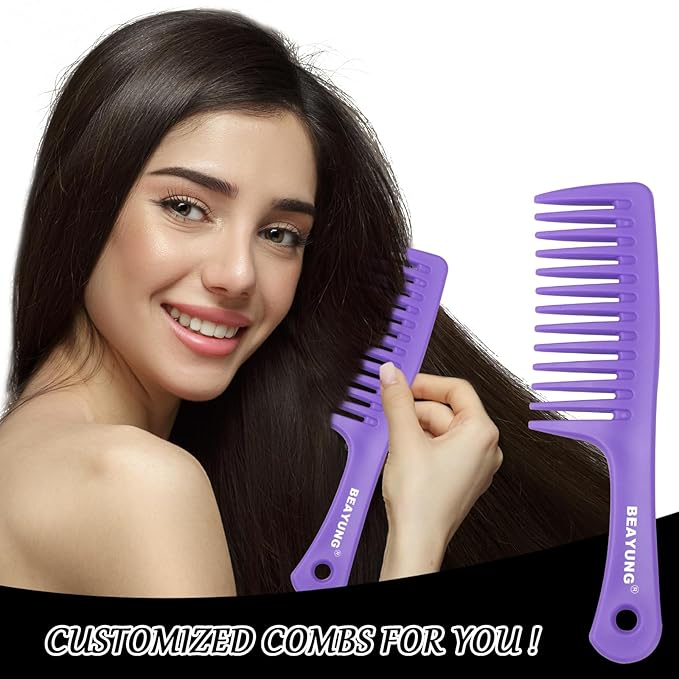 2PCS Large Wide Tooth Comb, Shower Combs, Hair comb for wet curly hair, Durable Hair Brush for Best Styling and Professional Hair Care(1Blue,1Green)