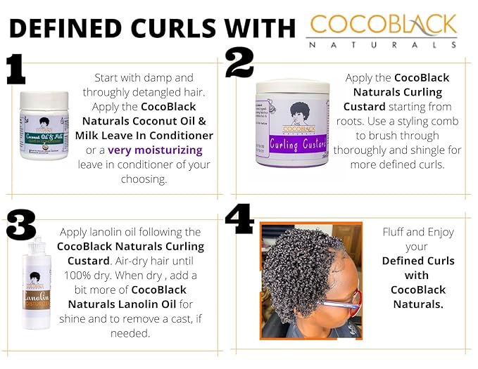 Curling Custard Ghana for Coily Kinky Type 4c Hair, 8.2 fl oz