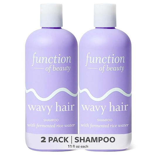 Function of Beauty Wavy Hair Shampoo, 2 Pack - Sulfate-Free Shampoo for Natural & Defined Wavy Texture - Lightweight, Anti-Frizz, & Strengthening with Fermented rice water - Hair Care Products