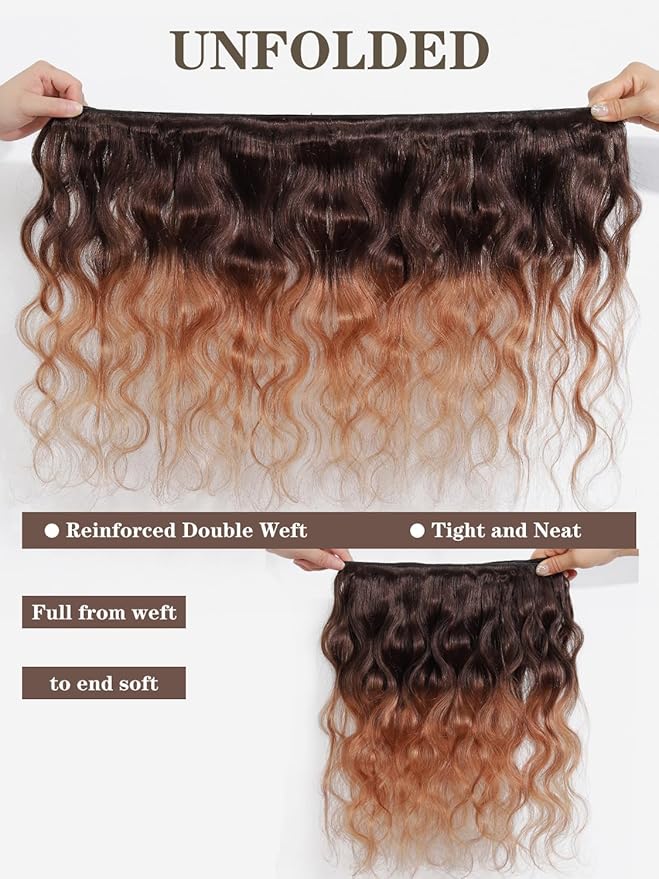 Ombre Bundles Human Hair (T4/30,20 22 24) 2 Tone Brazilian Body Wave 100% Unprocessed Virgin Brazilian 10A Ombre Body Wave Human Hair Weave Bundles