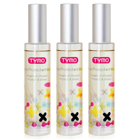 TYMO Heat Protectant for Hair with Argan Oil for Heated Styling Tools, Leave in Conditioner Spray to Smooth & Hydrate, Natural Pure Formulation, Multi-benefit Treatment, Lightweight Spray, Pack of 3