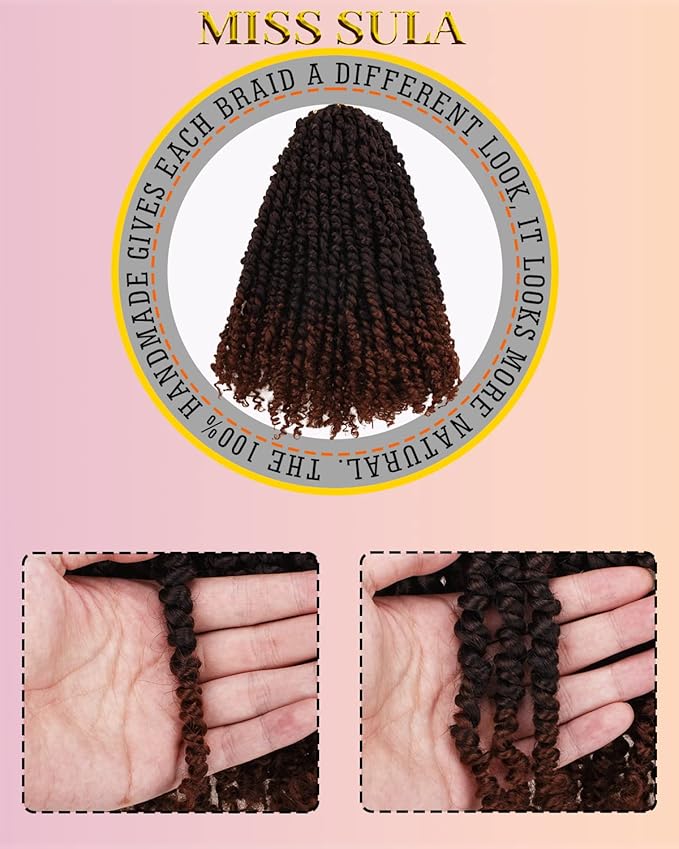 12 Inches 8 Packs Passion Twist Crochet Hair-Pre-twisted Passion Twists,Pre-Looped Crochet Braids Made Of Bohemian Hair Synthetic Braiding Hair Extensions (12 Inch(Pack of 8), T30)