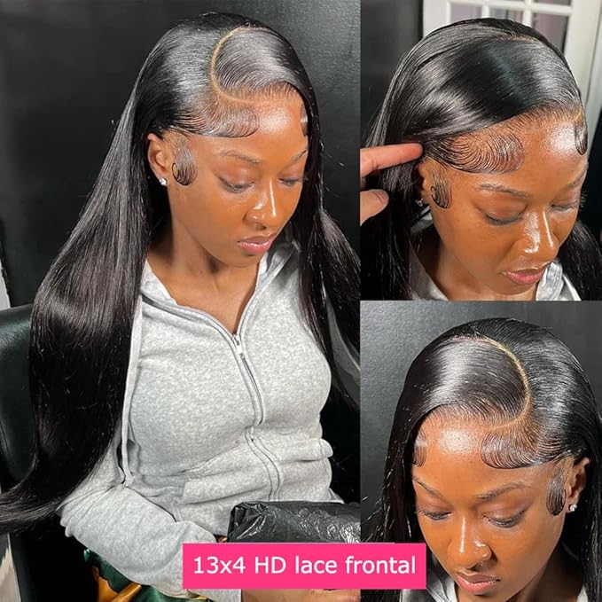 12A Straight Bundles with Frontal Human Hair 20 22 24+18 Inch Brazilian Human Hair Bundles with Frontal 100% Unprocessed Virgin Weave Hair with 13x4 HD Lace Closure