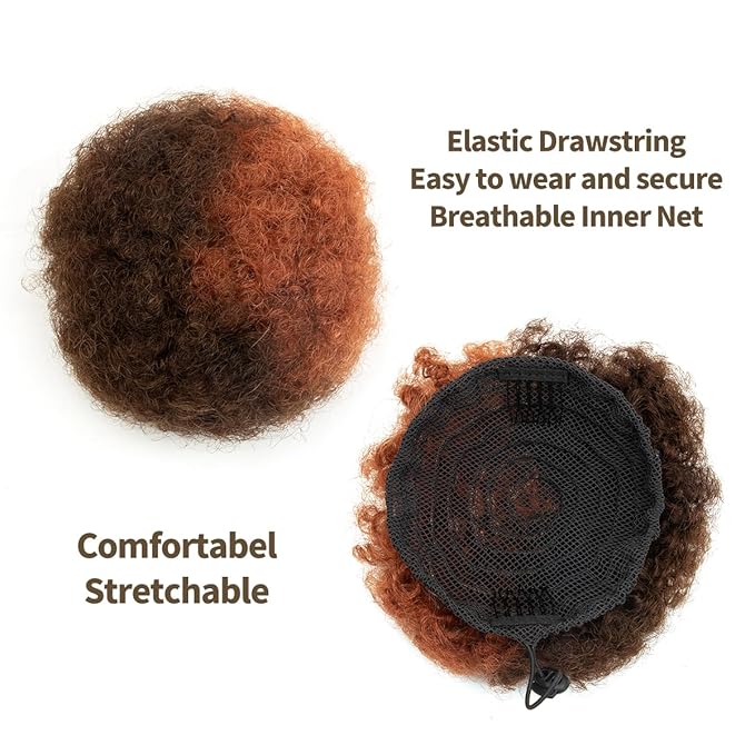 isheeny Small Human Hair Ponytail Extension For Kids 2-5 Years Old, Human Hair Bun Small Drawstring Ponytail Mixed Color For Little Girls, Curly Hairpiece Natural, Soft, And Durable For Repeated Use