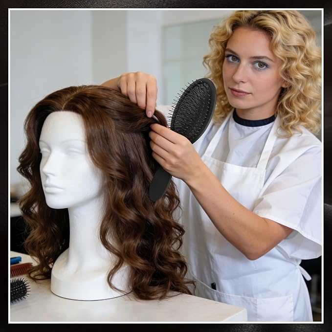 3Pcs Wig Brushes for Synthetic Hair with 4Pcs Wig Cap and Wide Tooth Hair Comb No More Hair Pulling