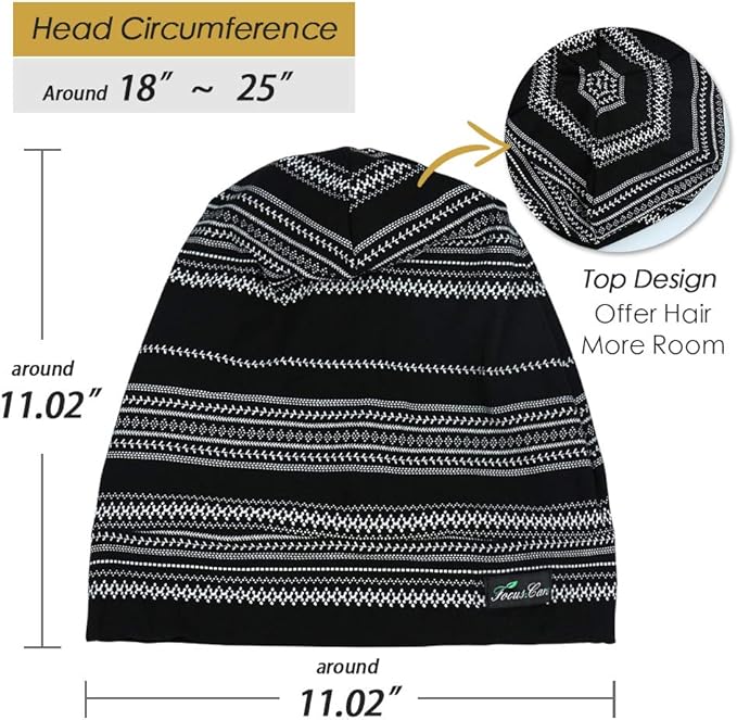 Adjustable Satin Lined Sleep Cap for Dreadlocks Curly Hair Large Head-Stay On Overnight