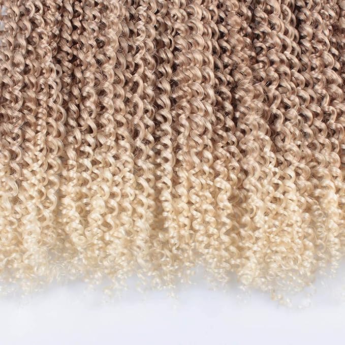 Leeven 24 Inch Long Water Wave Crochet Hair for Passion Twist 7 Packs Ombre Blonde Curly Bohemian Passion Twists Hair for Butterfly Locs Braiding Hair for Women T27613#