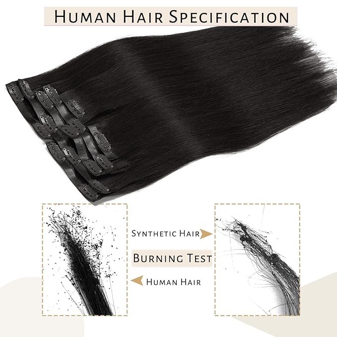 Caliee Seamless Clip in Hair Extensions 16Inch 110G Color 1B Natural Black Real Hair Extensions Clip in Human Hair 7Pcs Invisible Ultra Thin PU Skin Weft Long Natural Hair Clip in Extensions