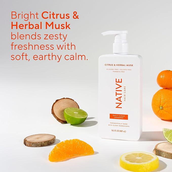 Native Shampoo and Conditioner contain Naturally Derived Ingredients | All Hair Types, Color & Treated, Fine to Dry Damaged | Sulfate & Dye Free | Citrus & Herbal Musk, 16.5 fl oz each (2 pack)
