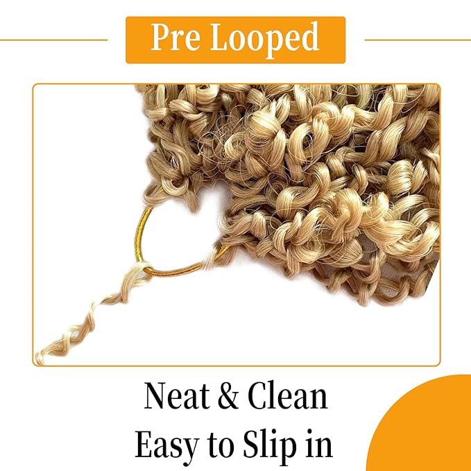 14 Inch Pre-Looped Yanky Twist Crochet Hair, 30 Strands/Pc, Mini Passion Twists, Senegalese Braiding Hair (27/613, 8 Pcs/Pack)