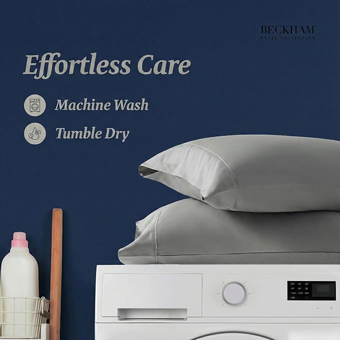 Beckham Hotel Collection 100% Cotton Pillow Cases King Size Set of 2, 500TC, Luxury Sateen Pillowcases, Open End, Breathable, Moisture-Wicking, Dark Gray