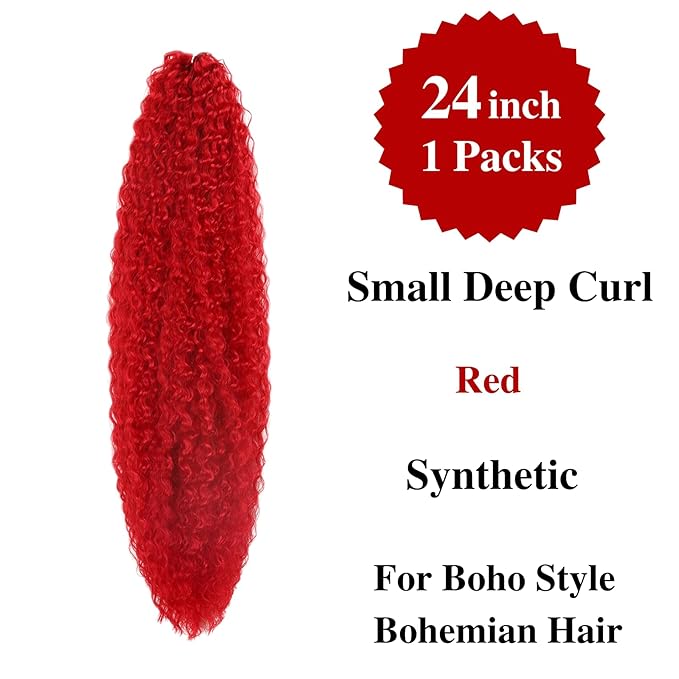 Red Braiding Hair Pre stretched Boho Hair for Braiding Hair Extensions Micro Curl Boho Braids Curly Crochet Bohemian Braids Water Deep Wave Non Toxic Ez Braid Knotless