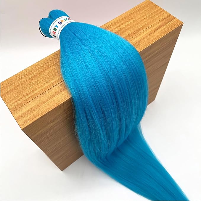 Light Blue Braiding Hair Pre Stretched Colored Blue Hair Extensions for Braids 26 Inch Yaki Hypoallergenic Kids Braiding Hair Synthetic Hair Weave 3 Bundles