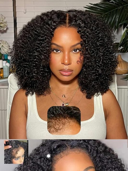 Beauty Forever Bye Bye Knots Wig 7x5 Pre Everything 4C Kinky Curly Edges Put on and Go Glueless Wigs with Invisible Knots Pre Cut Lace Human Hair Wig Pre Plucked 180% Density Natural Color 20inch