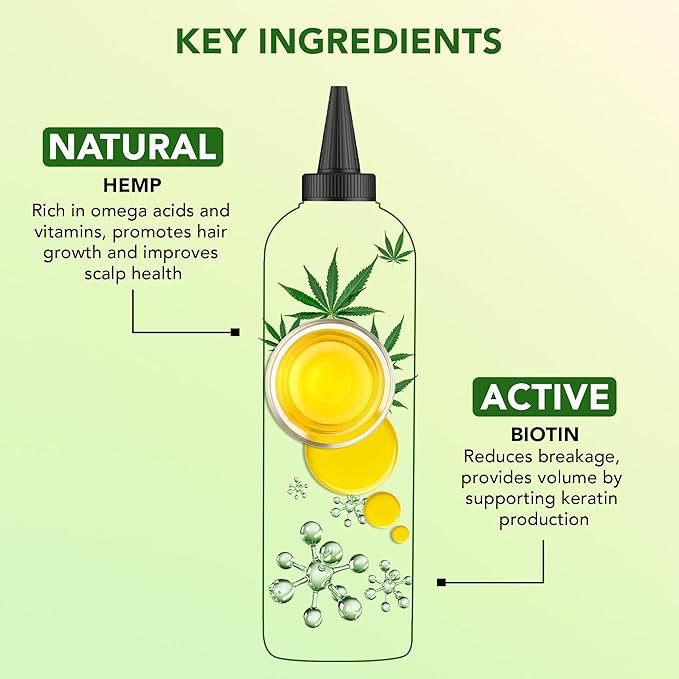 Botanic Hearth Hair Oil for Hair Growth & Home Hair Perm Kit | Strengthening Dry, Frizzy, Damaged Hair & Scalp Treatment | Hemp & Biotin Hair Oil – 6.7 Fl Oz