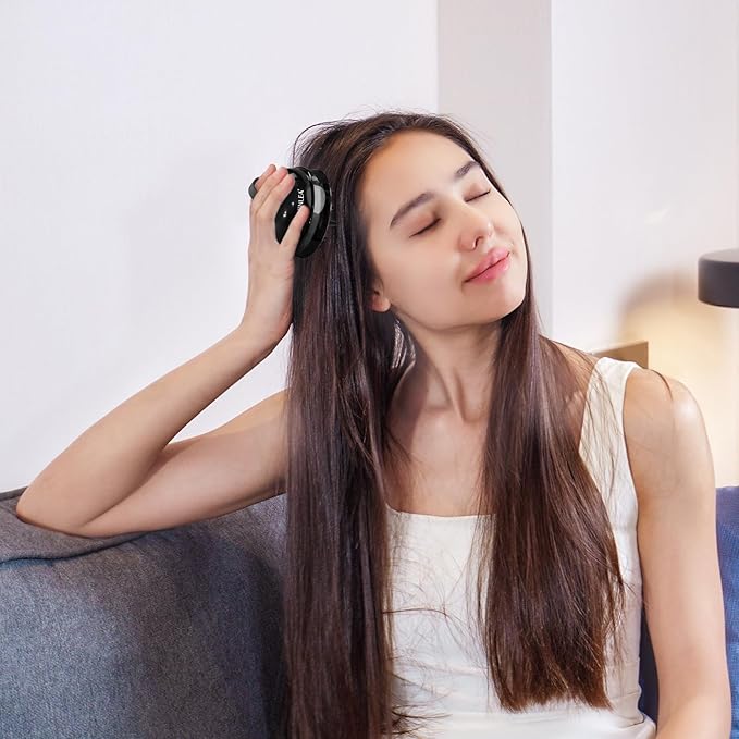 2 in 1 Scalp Massager Hair Growth,Scalp Scrubber with Soft Silicone Bristles for Dandruff Removal,Shampoo Brush for Exfoliation,Head Massager for Both Wet and Dry Use (Black)