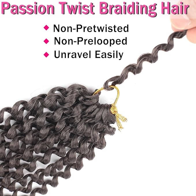 Passion Twist Hair 14 Inch 7 Packs Water Wave Crochet Hair Chocolate Brown Color Wrap Braiding Hair For Passion Twist Crochet Hair/Butterfly Locs/Spring Twist Crochet Braids Boho Hair (14 Inch,4#)