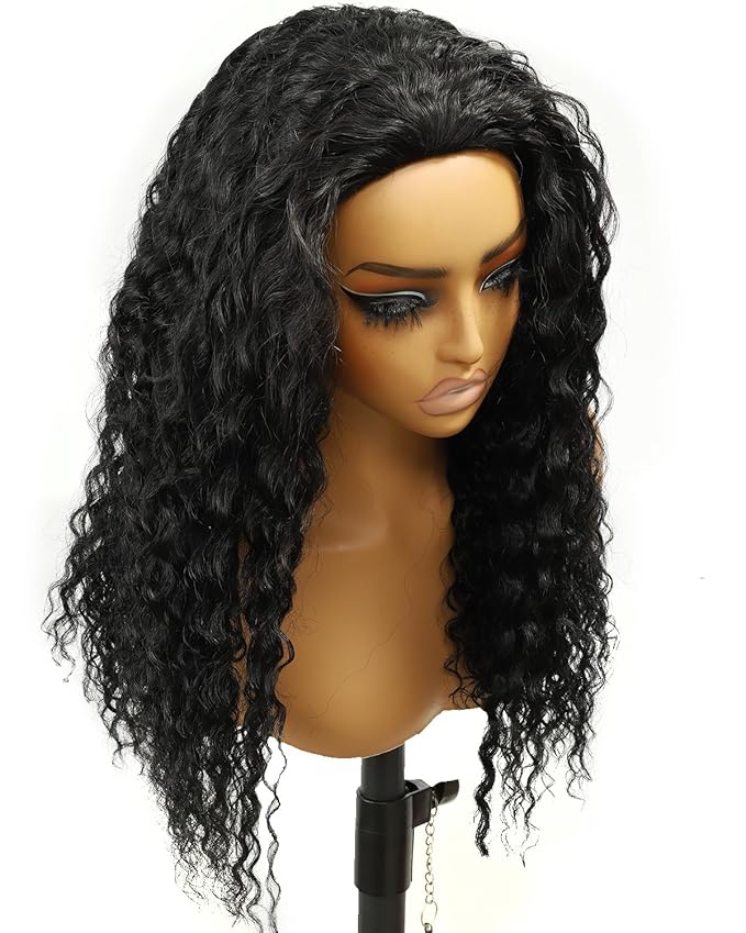 BEEOS Curly Half Wig Human Hair 16 Inch, 180% Density Drawstring Seamless Flip Over Glueless Half Wigs for Women, No Smell Beginner Friendly