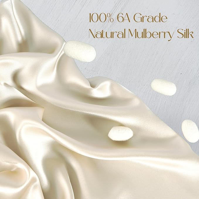 ZIMASILK 100% Pure Mulberry Silk Pillowcase 2 Pack, Soft and Smooth,Both Sides Premium Grade 6A Silk,600 Thread Count,with Hidden Zipper for Men and Women Family (Standard 20"x26", Beige)