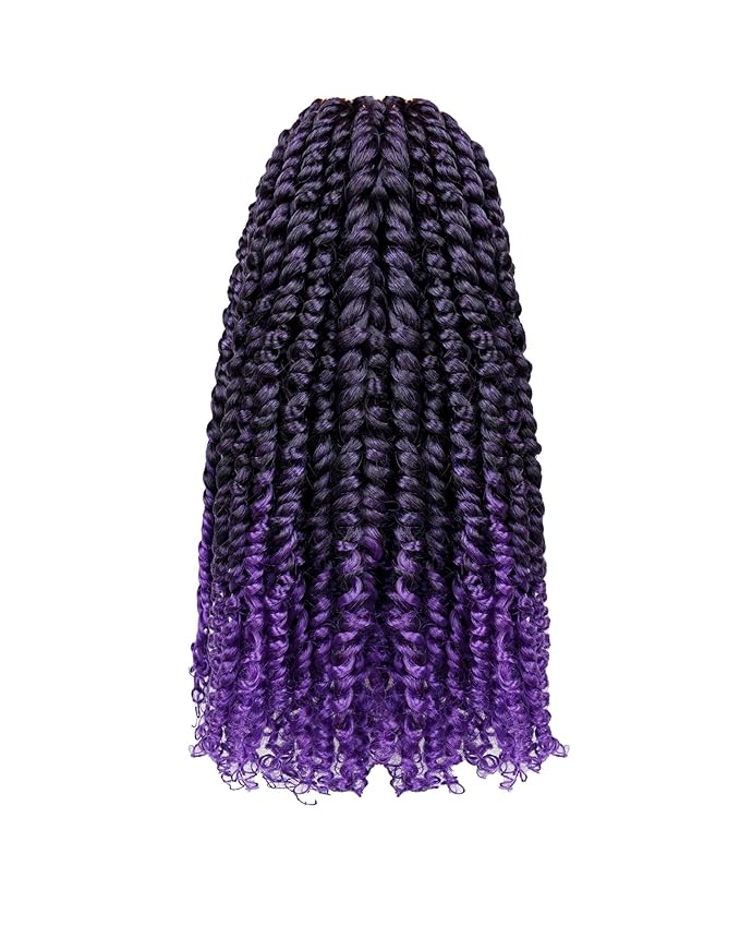 crochet twists pre looped-14 Inches 8 Packs Passion Twist Crochet Hair for Black Women and Kids-Omber Purple,Soft Lightweight Hair Extension(14"-8 Packs,T1B/Purple)