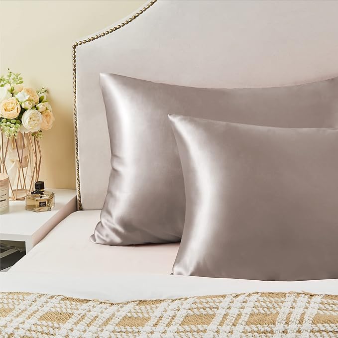 BEDELITE Satin Pillowcase for Hair and Skin, Super Soft and Cooling Similar to Silk Pillow Cases 2 Pack with Envelope Closure, Gift for Women Men(20"x36" King Size, Rose Taupe)