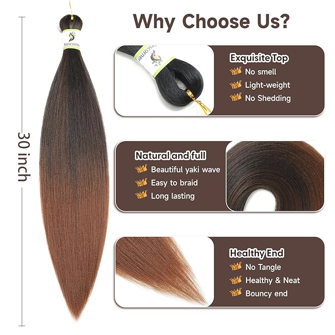 Ombre Braiding Hair Pre Stretched 30inch 8packs T1B30, Itch Free Crochet Twist Hair Pre Stretched Braiding hair