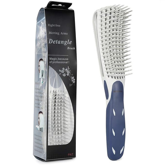 BESTOOL Detangling Brush for Curly and Natural Black Hair, Afro 3/4abc Texture, Faster and Easier Detangling of Wet or Dry Hair with No Pain (Blue)