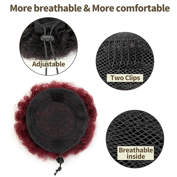 isheeny Medium Human Hair Bun For Girls 5-8 Years Old, Natural Human Hair Drawstring Ponytail Hair Extensions Burg For Little Girls, Curly Bun Hairpiece, Soft, And Durable For Repeated Use