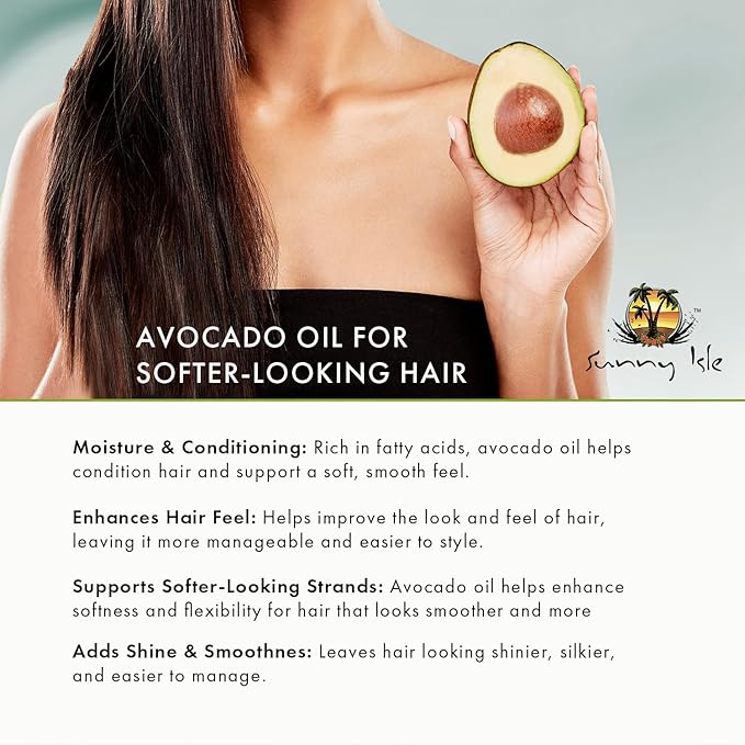 Sunny Isle Avocado and Collagen Curling Crème 16oz | Biotin and Jamaican Black Castor Oil Infused | Lightweight Formula For Waves, Curls and Twists
