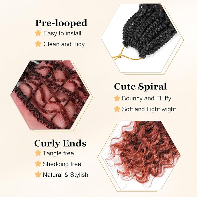 Goddess Box Braids Crochet Hair 10 Inch Boho Crochet Box-Braids With Curly Ends, 9 Packs Bohomian Box- Braid Crochet-Hair For Black Women Pre Looped Box Braiding (10Inch,1B/530/350)