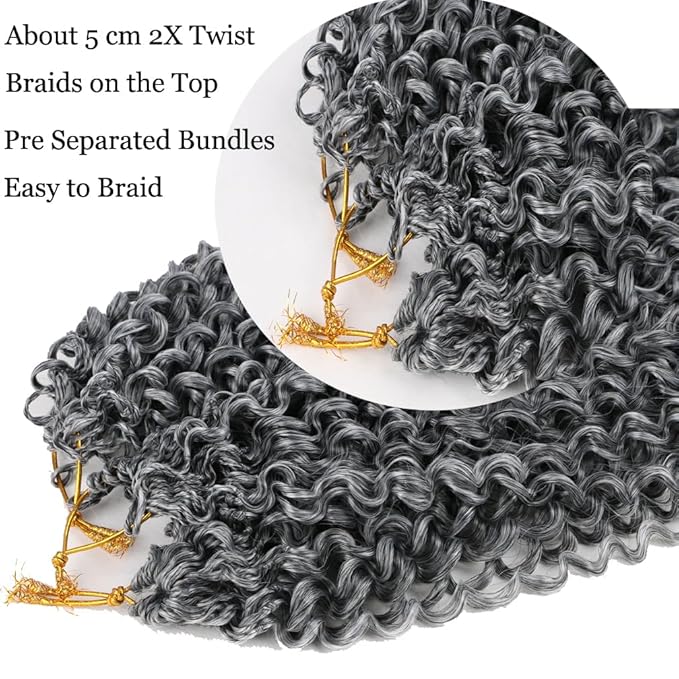Passion Twist Hair Extensions Black to White Curly Crochet Hair 12 Inch Short Curly Braiding Hair 3 Packs Ombre Crochet Braids with Curls for Black Women(12",1B60)