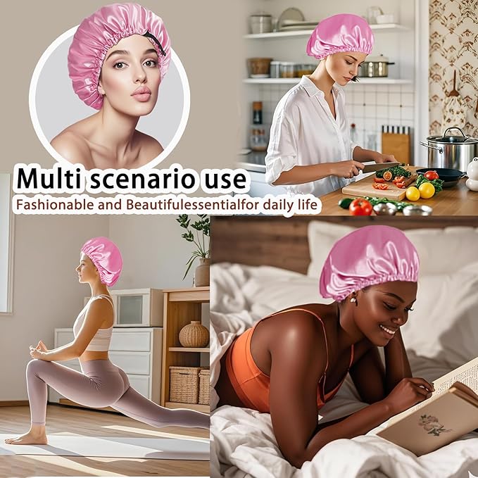 Silk Bonnet for Sleeping Women,Adjustable Satin Bonnet for Women Curly Natural Hair,Double Layer Anti Frizz Soft Sleep Cap.