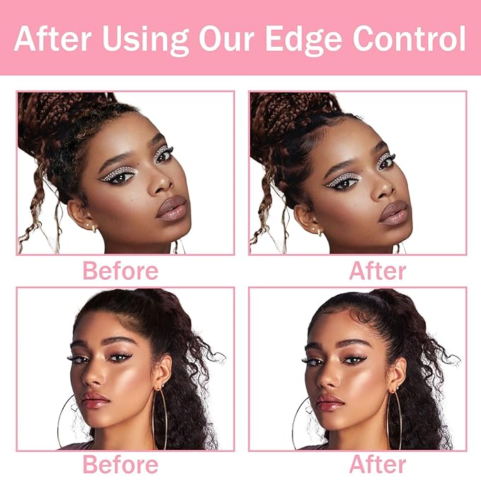 8.25 OZ Edge Control Wax for Women Strong Hold Non-greasy Edge Smoother, Edge Control for Back Hair Extreme Hold Pack, Hair Gel for All Hair Types, No Flaking, Extra Hold Water-based Edge Stay Gel Set