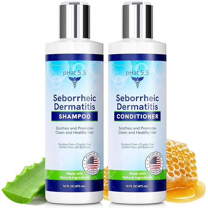 Sulfate-Free and Fragrance Free Shampoo and Conditioner Set, Safe for Seborrheic Dermatitis, To Soothe Dry and Itchy Scalp - Anti-Dandruff Shampoo and Conditioner for Dry Scalp (16oz)