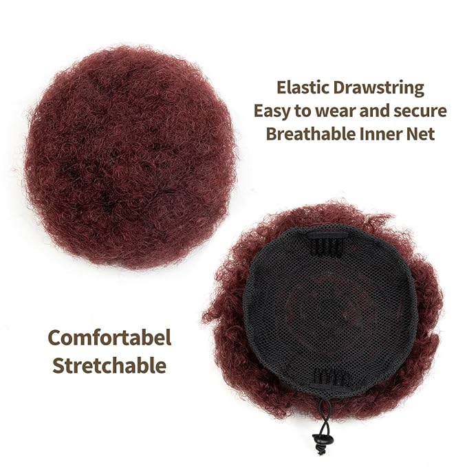 isheeny Small Human Hair Ponytail Extension For Kids 2-5 Years Old, 100% Human Hair Bun Small Drawstring Ponytail For Little Girls, Curly Hairpiece Natural, Soft, And Durable For Repeated Use